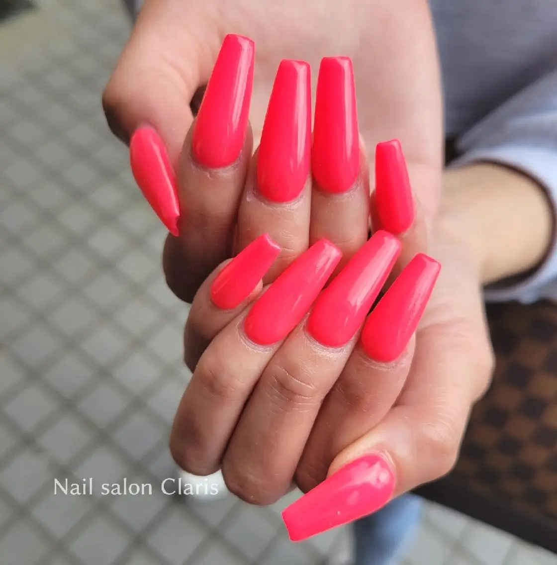 ロング ネイル ワンカラーネイル スカルプネイル Nailsalon Clarisのネイルデザイン