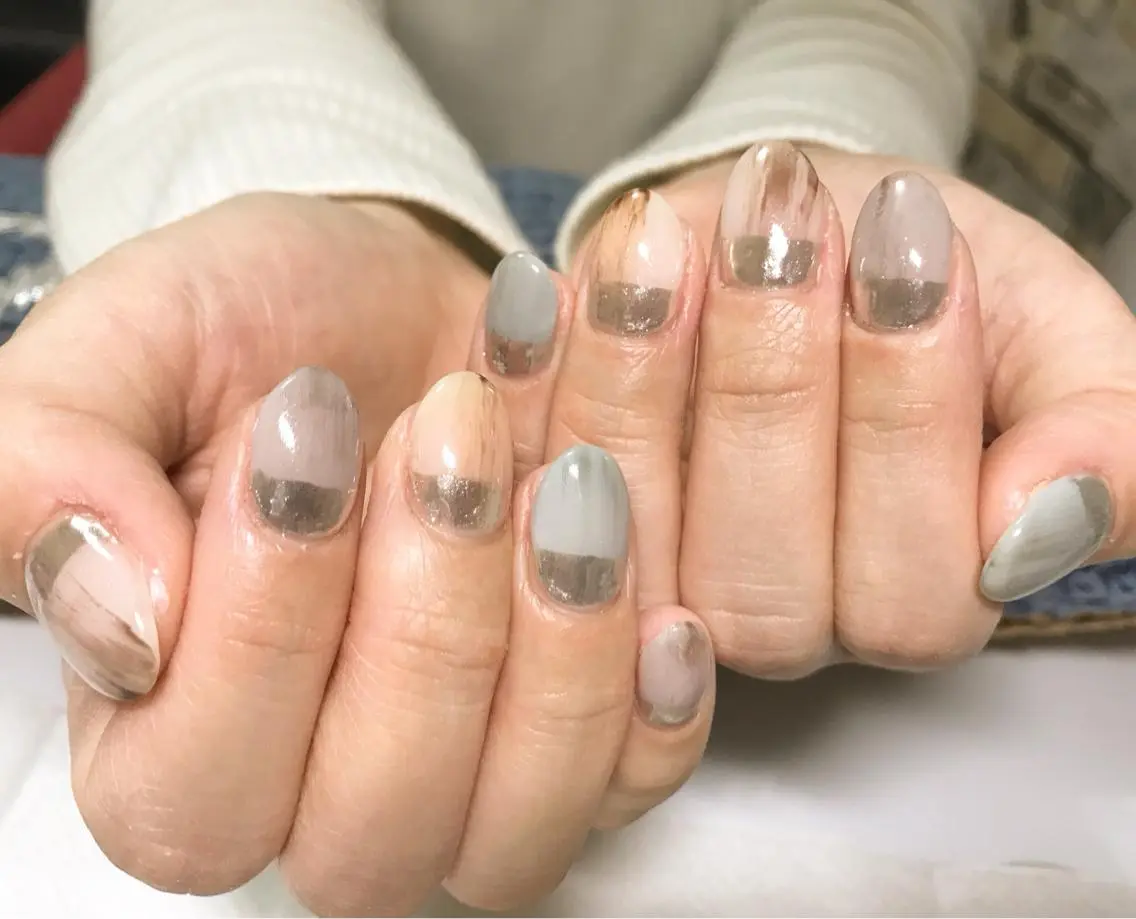 ネイル フットネイル ミラーネイル ニュアンスネイル シンプルネイル 春ネイル nail fufla ♡yamane♡のネイルデザイン