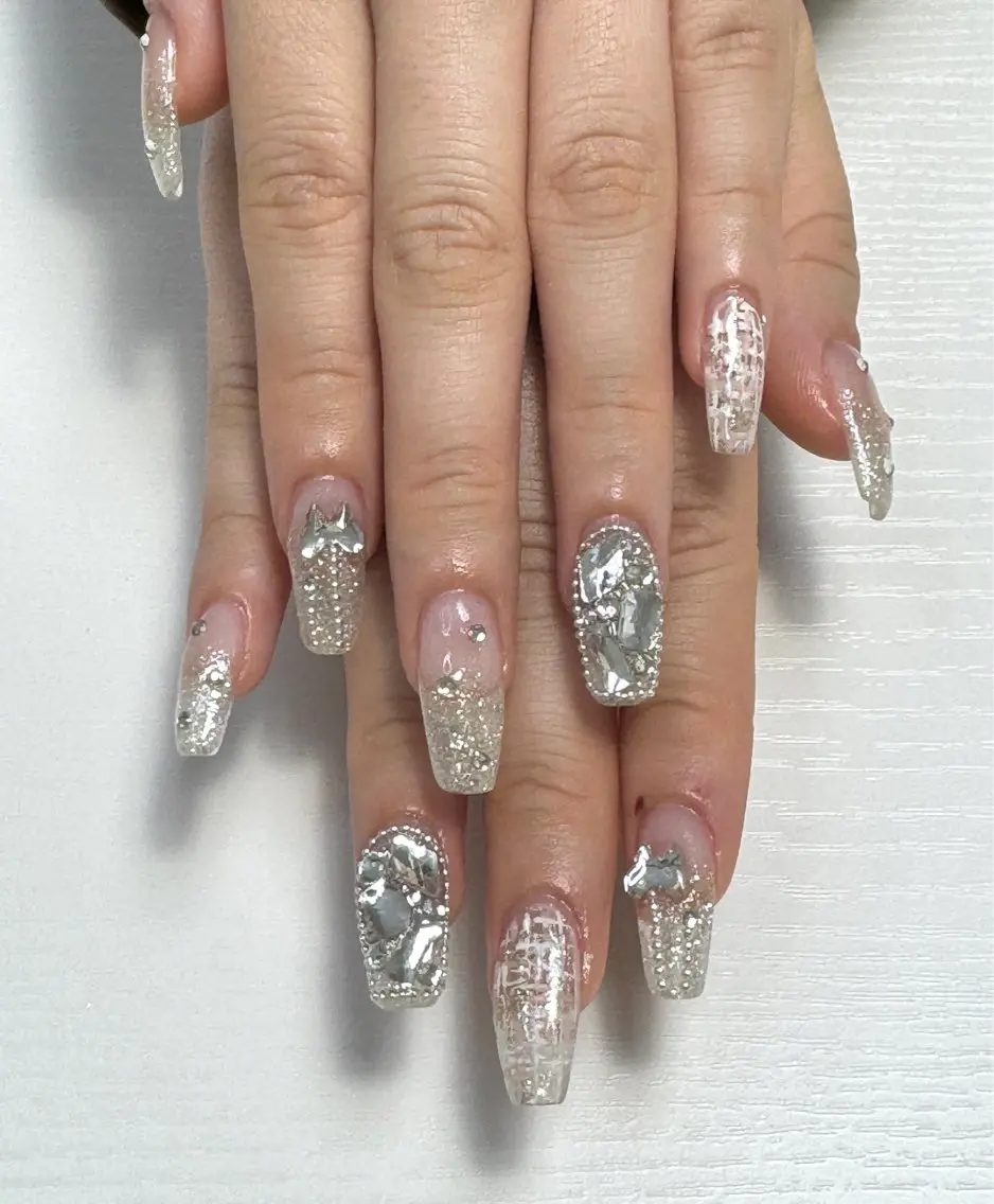 ネイル キラキラネイル ツイードネイル ハンドネイル moa nailのネイルデザイン