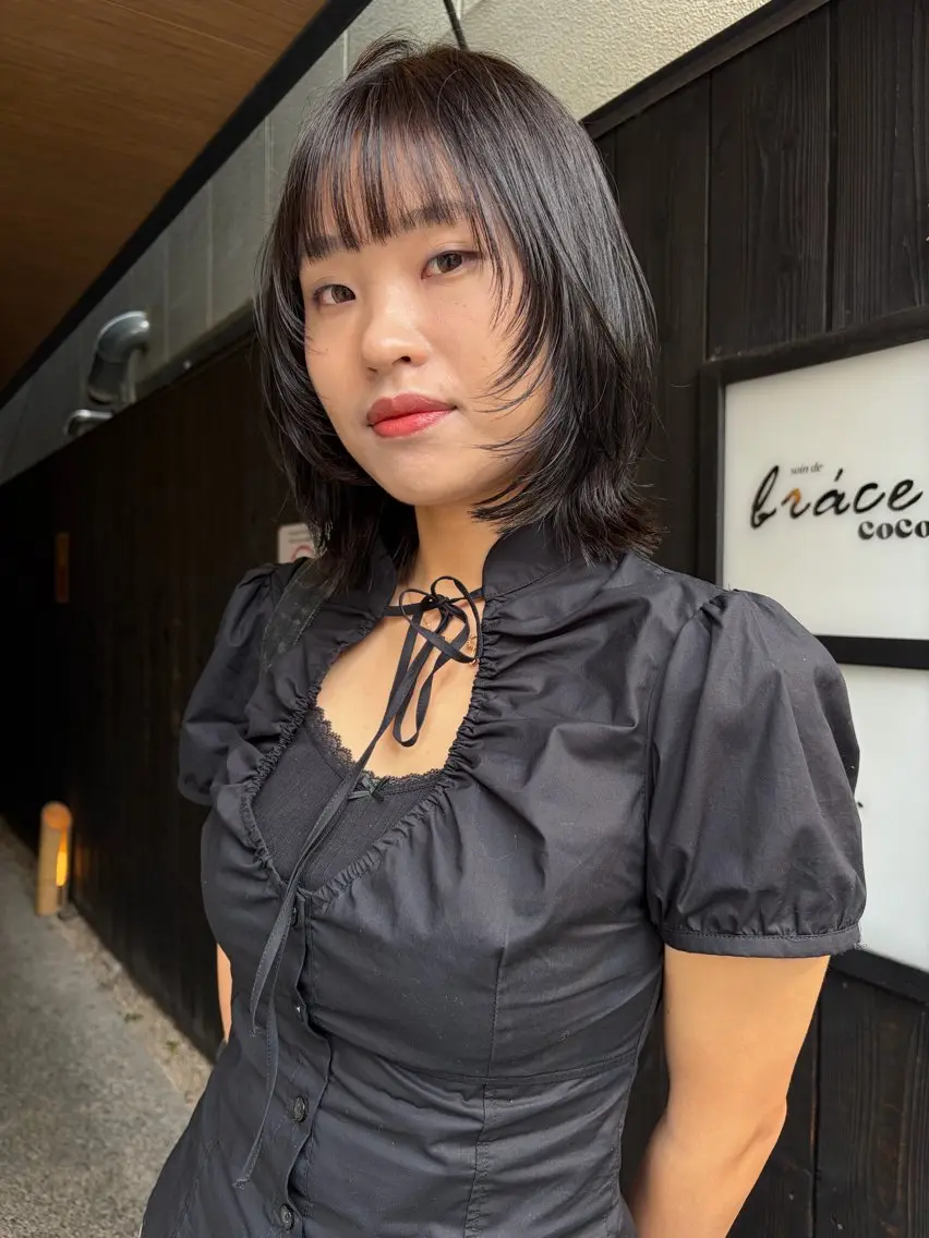 ミディアム くびれヘア レイヤーカット レイヤー/暖色/ 髪質改善/永礼芳果のヘアスタイル