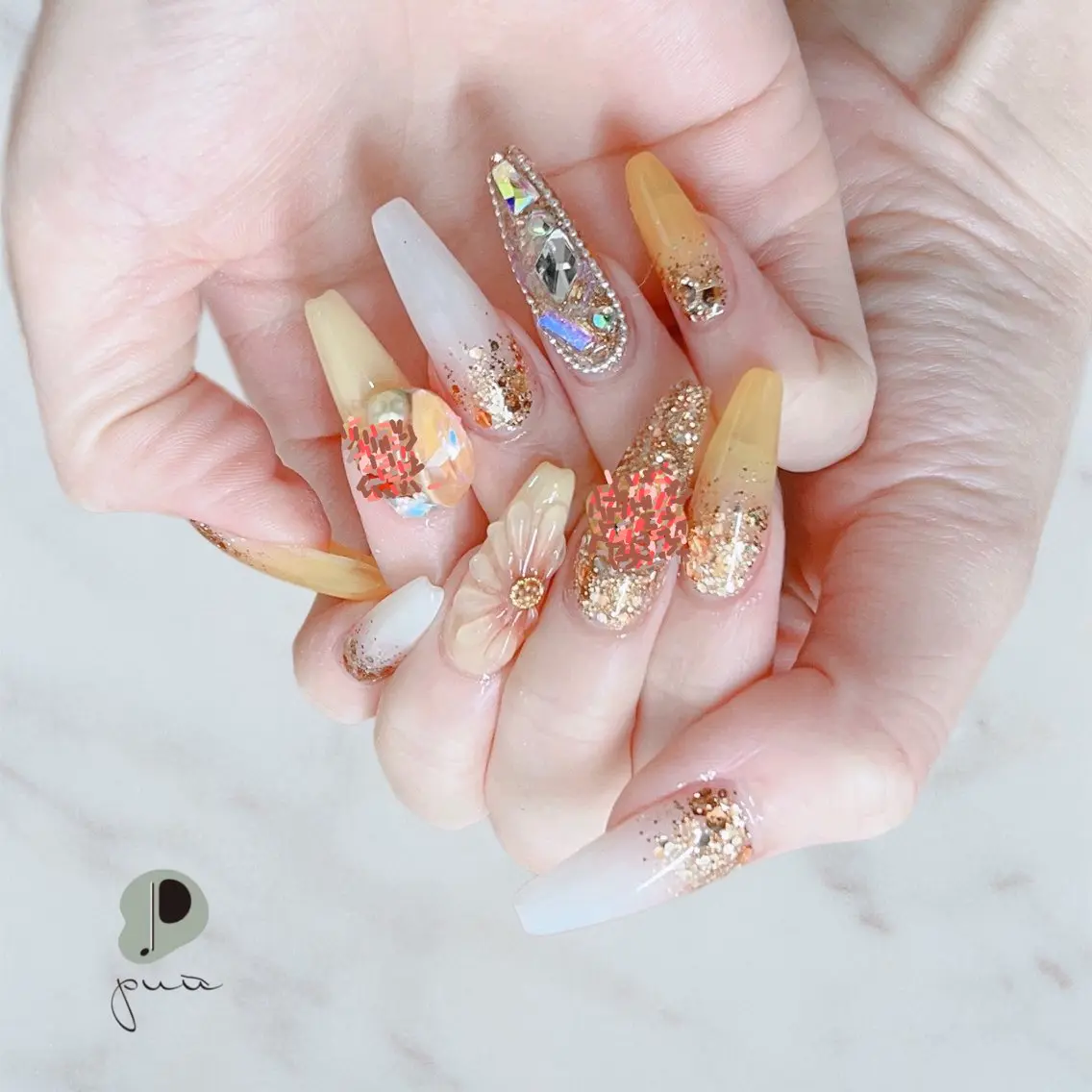 ネイル ラメ(グリッター) ロングネイル ワンカラーネイル ぷっくりネイル スカルプネイル ハンドネイル Nail salon puu kyotoのネイルデザイン