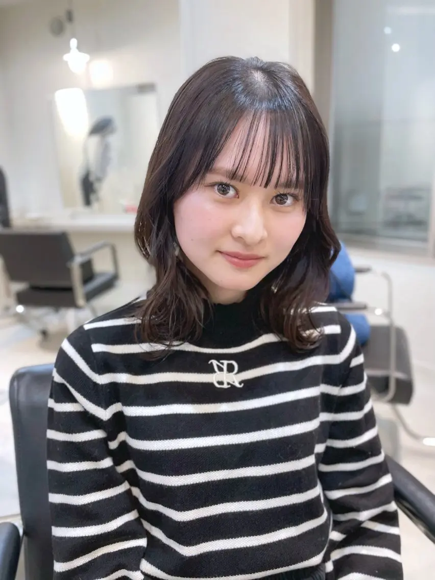 ミディアム カラー カット ヘアカラー トリートメント miyu♡̷̷ 韓国ヘア/顔まわりのヘアスタイル
