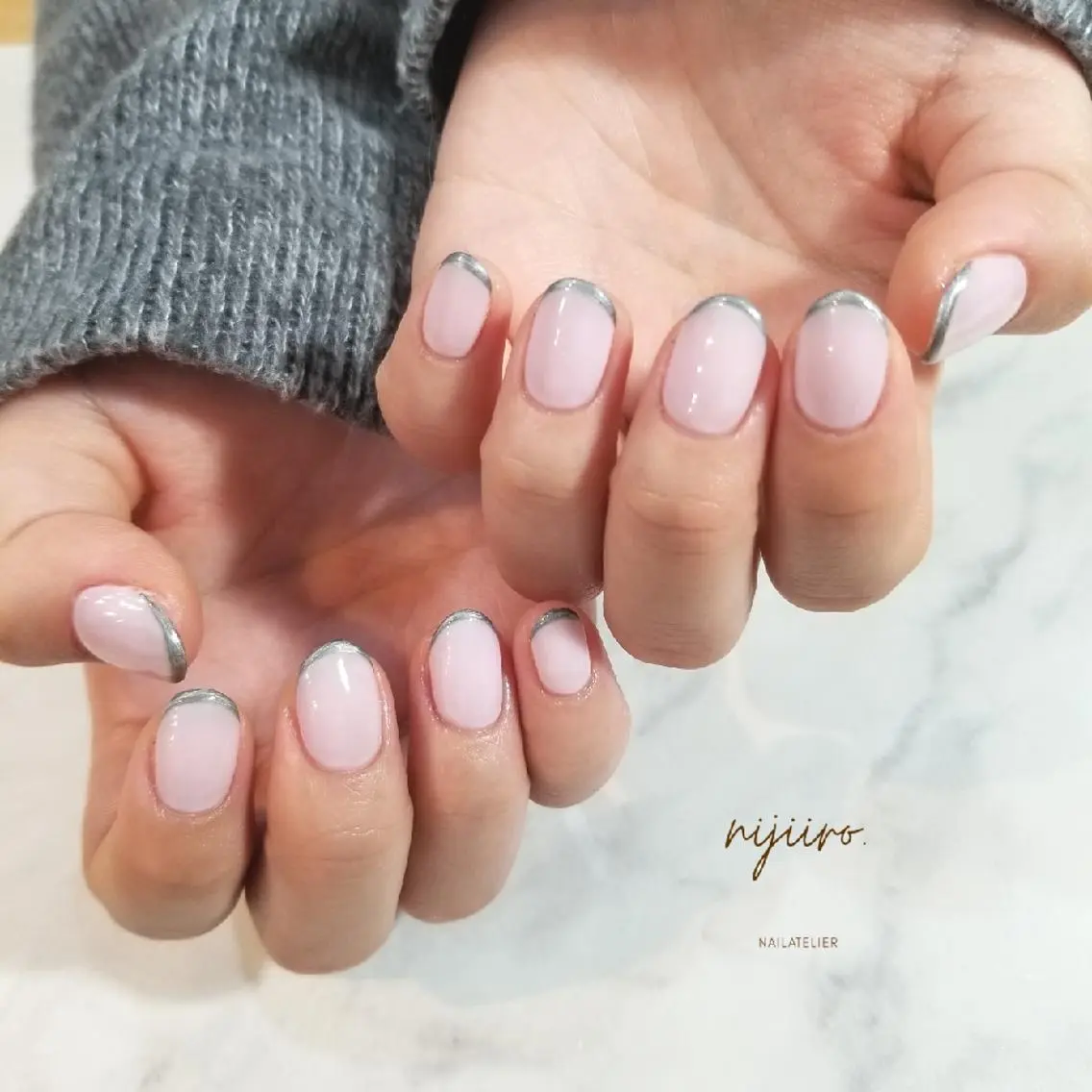 ネイル フレンチネイル ハンドネイル nijiiro🌈 サトウのネイルデザイン