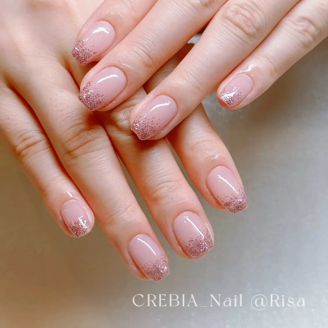 ネイル グラデーション ラメ(グリッター) ラメグラデーション ハンドネイル CREBIA Nailのネイルデザイン