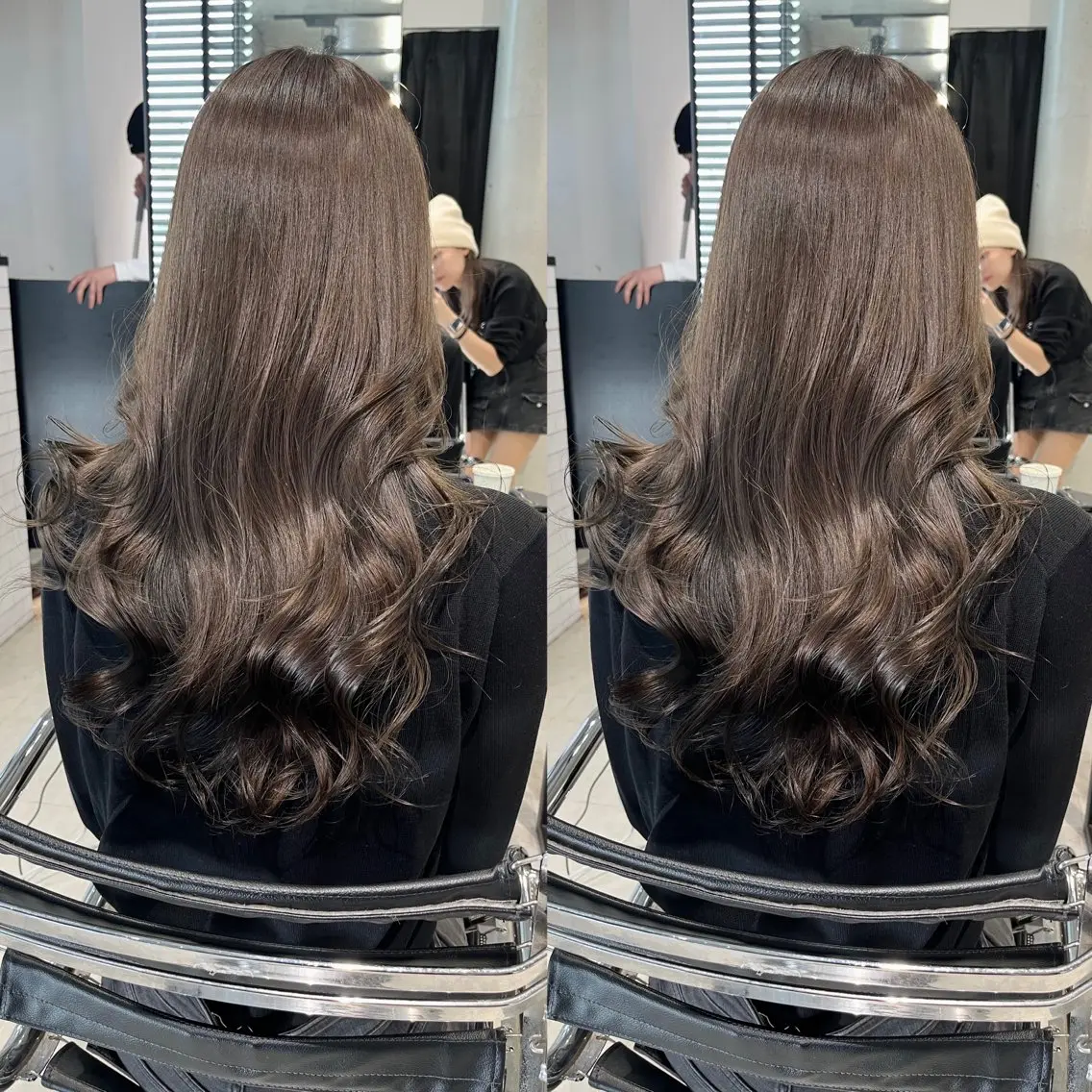 ロング カラー パーマ ヘアアレンジ カット ヘアカラー トリートメント 透明感/オリーブ/ グレージュ/YUKAのヘアスタイル