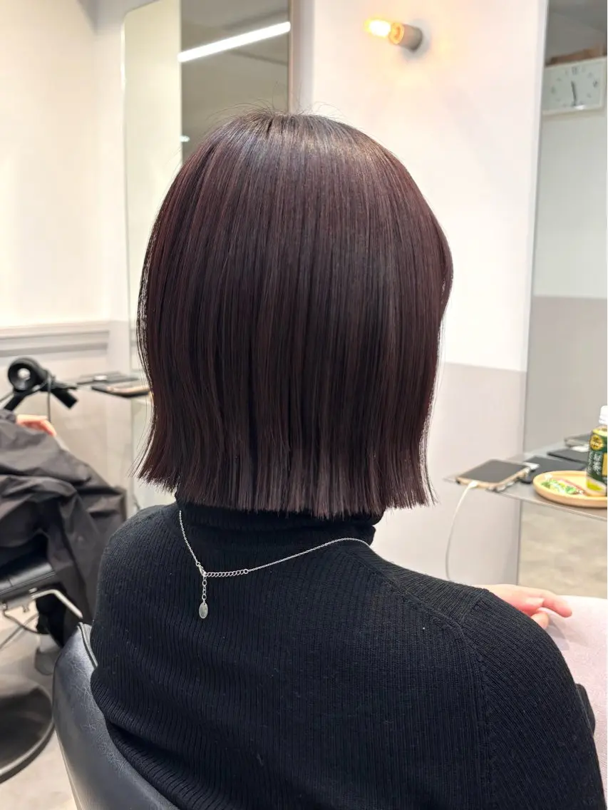 ミディアム カット ヘアカラー トリートメント 🎀クロスパーマ/ ボブ🎀MOMONAのヘアスタイル