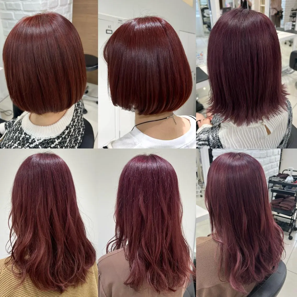 ミディアム カラー ブリーチ ボルドーカラー ヘアカラー トリートメント 【暖色カラー特化】 中山由梨のヘアスタイル