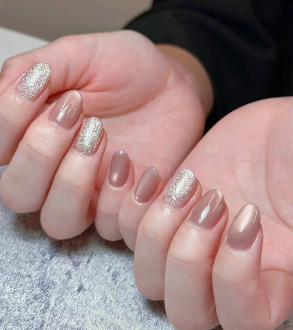 ネイル オーロラネイル ブルー チークネイル フットネイル フレンチネイル ハンドネイル GIN NAILのネイルデザイン