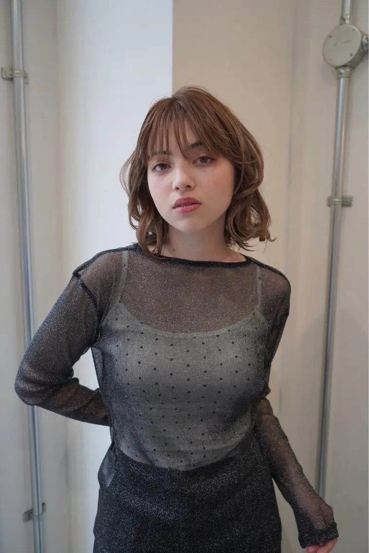 ミディアム カラー ボブ カット ヘアカラー トリートメント keshiki 大名のヘアスタイル