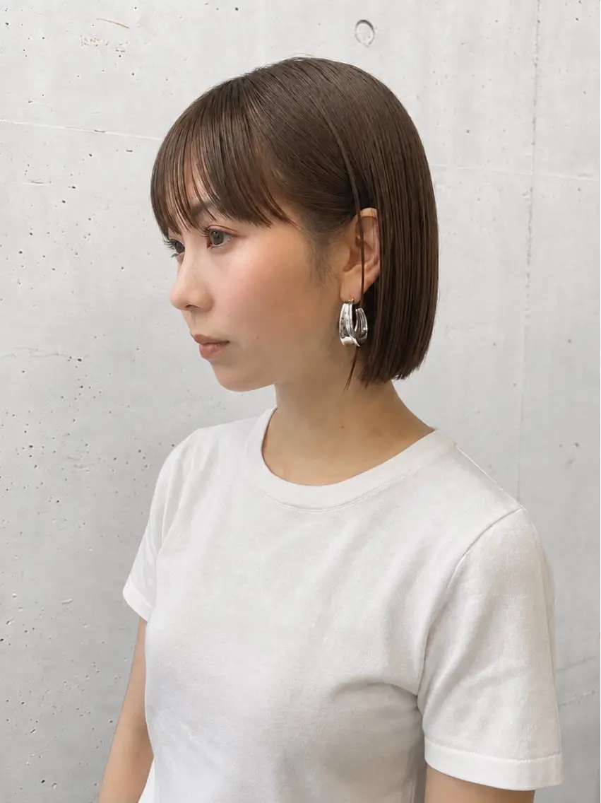 ショート カラー ブラウンカラー ボブ 韓国風ヘア 小島 芽海のヘアスタイル
