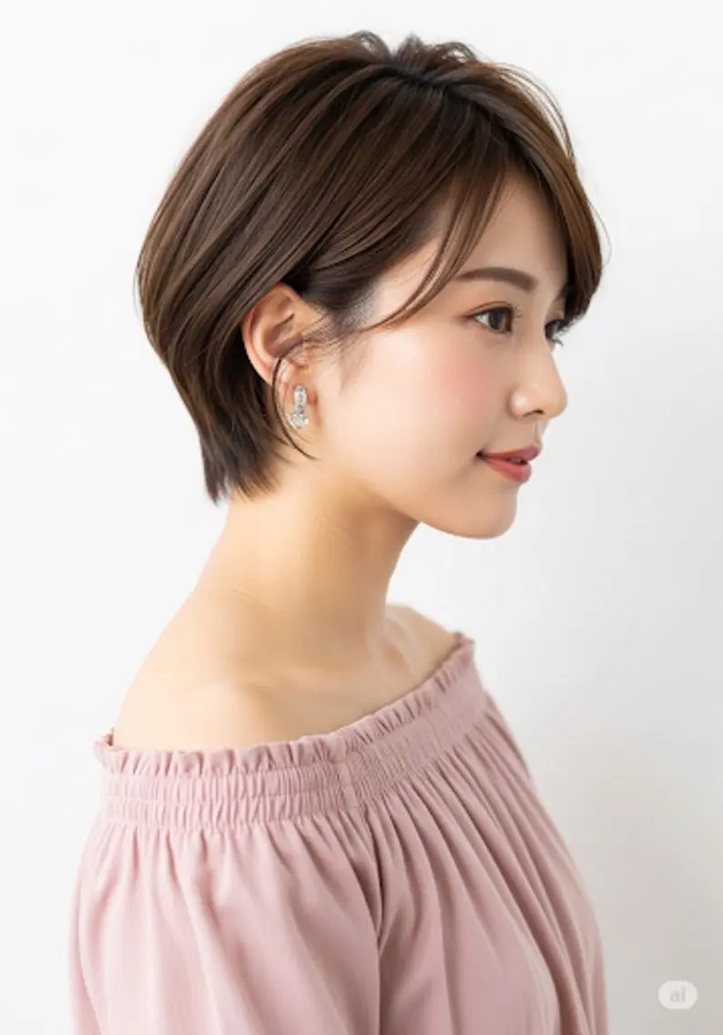 ショート レイヤー/ショート/ 透明感/銀座/れんのヘアスタイル
