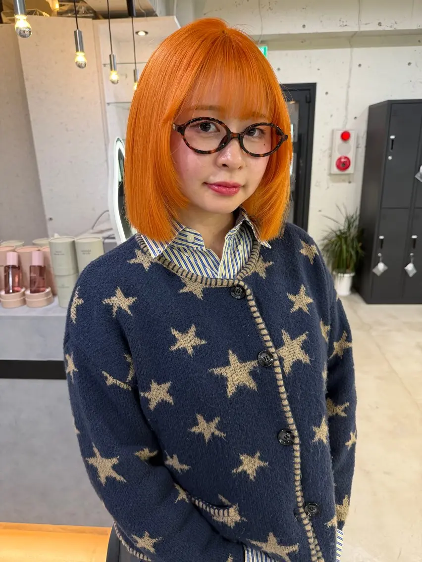 【🍊イエベの方必見🍊】 レイヤーカット🌝+暖色カラー🍑+集中ケアトリートメントの写真