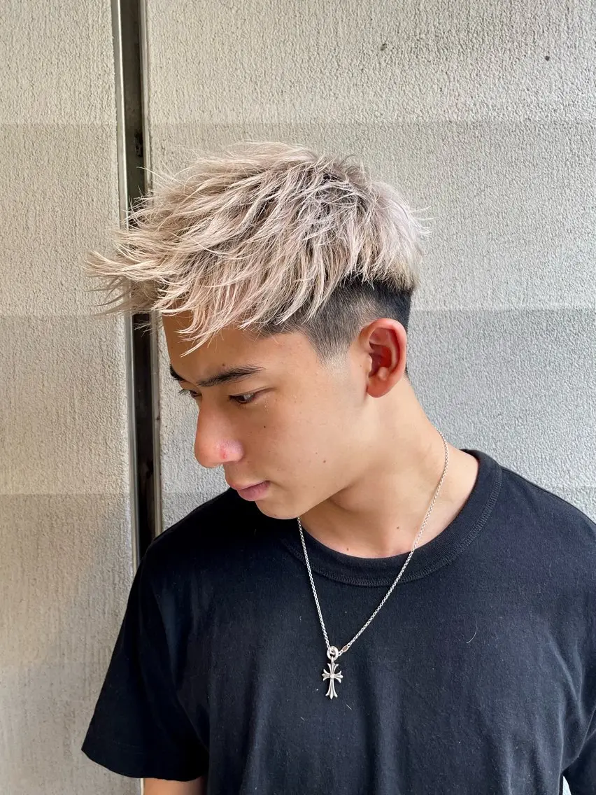 ショート カラー パーマ メンズ 【再現性120%】 🔥龍也リュウヤ🔥のヘアスタイル