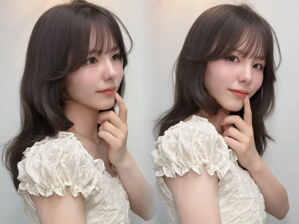 ミディアム カラー 韓国風ヘア レイヤーカット カット ヘアカラー トリートメント レイヤーカット /顔周り/和奏︎♪のヘアスタイル