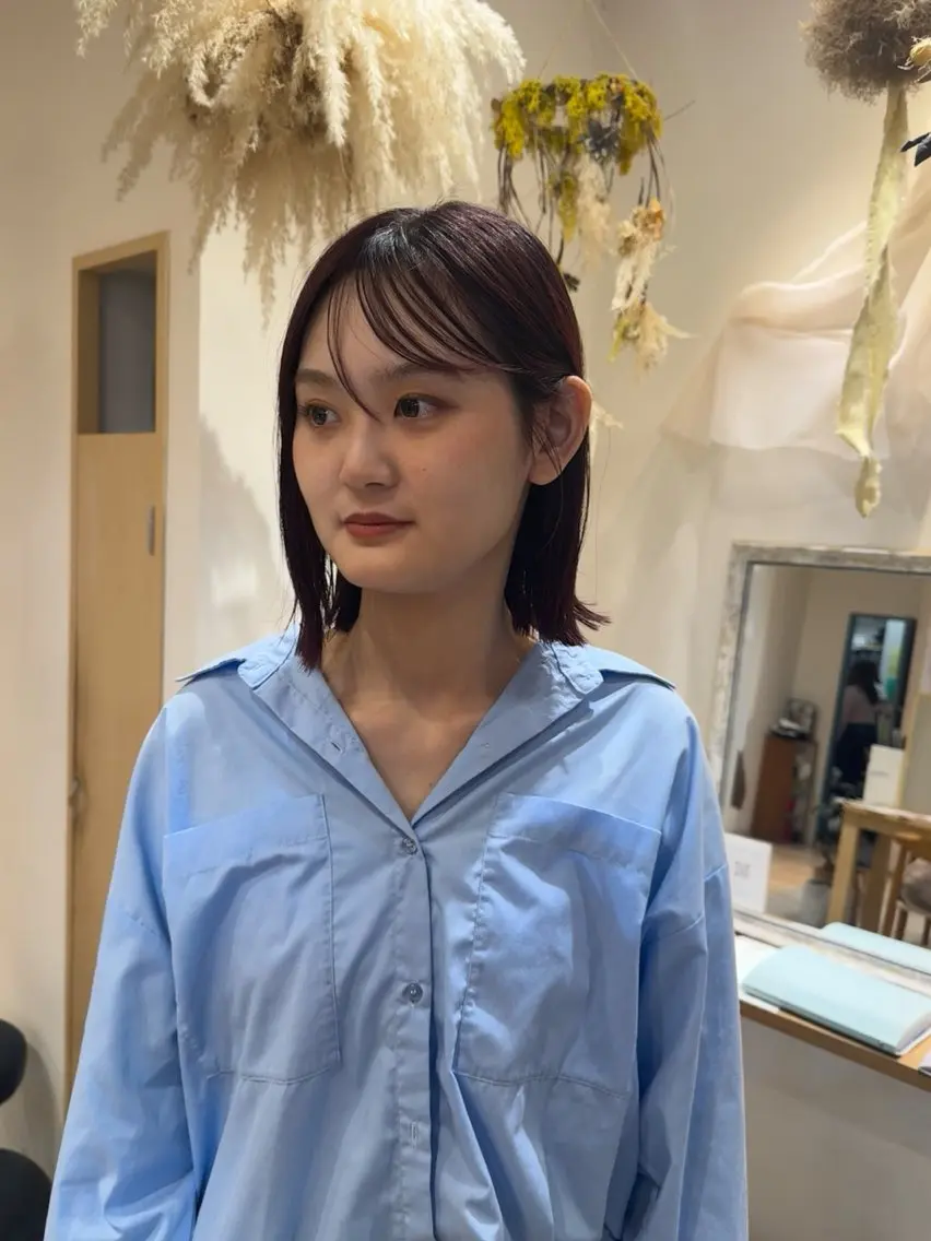 ミディアム ヘアカラー 佐々木 彩羽のヘアスタイル