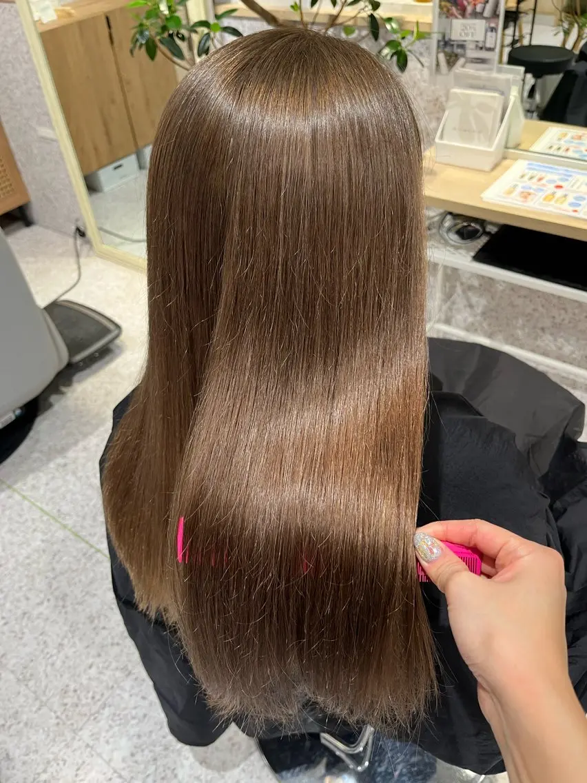 ロング カラー ブリーチ ダブルカラー ハイトーンカラー ブリーチなしカラー 顔周りカット ヘアカラー トリートメント 髪質改善&艶カラー/ ほんだあみ (♡)のヘアスタイル