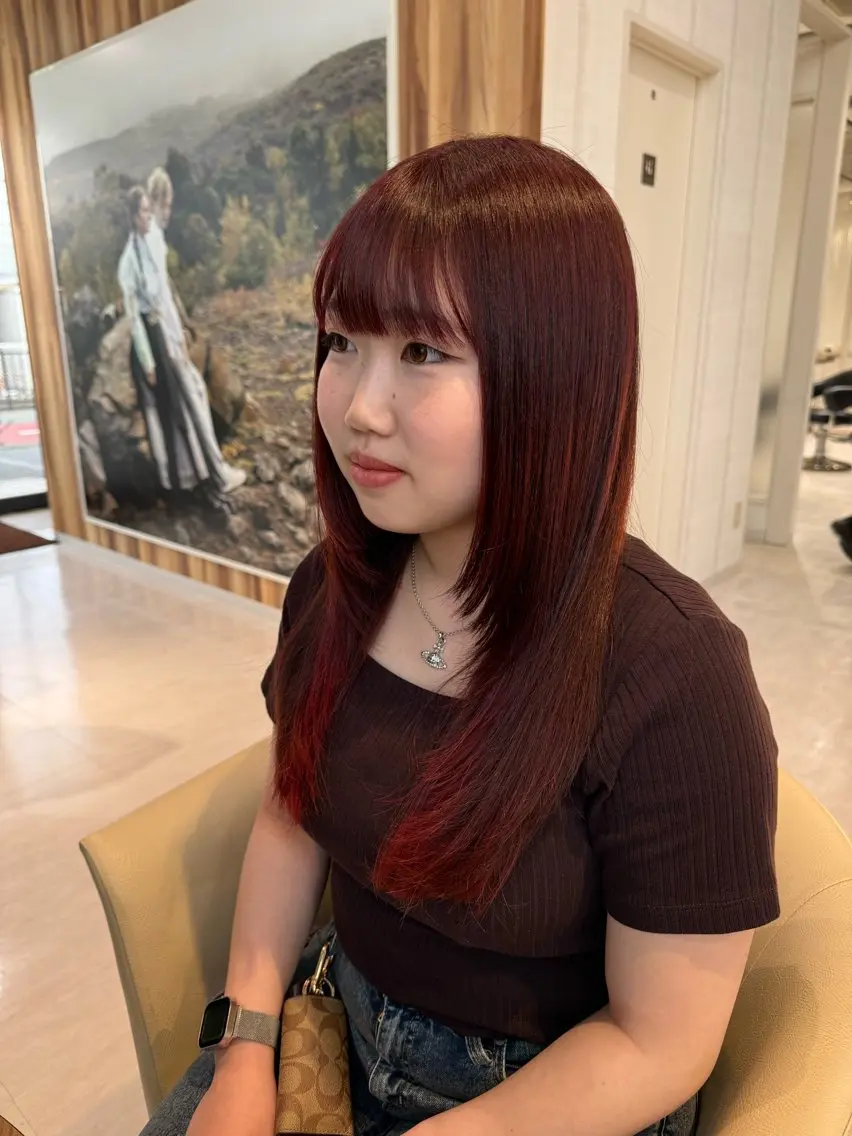 ミディアム レイヤーカット カット ヘアカラー 田辺 湧愛のヘアスタイル