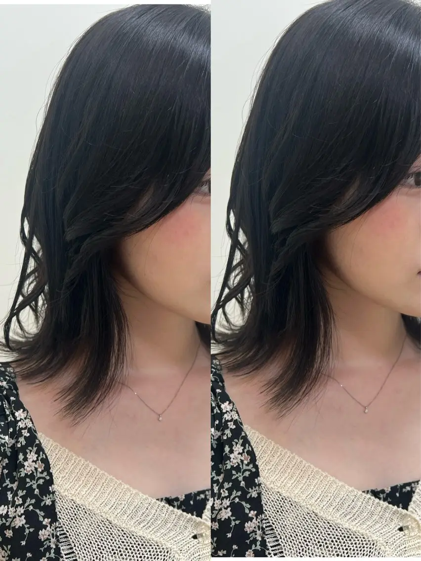 ミディアム カット ヘアカラー トリートメント ✨顔周りで垢抜け🦋 韓国レイヤー✨北千住のヘアスタイル