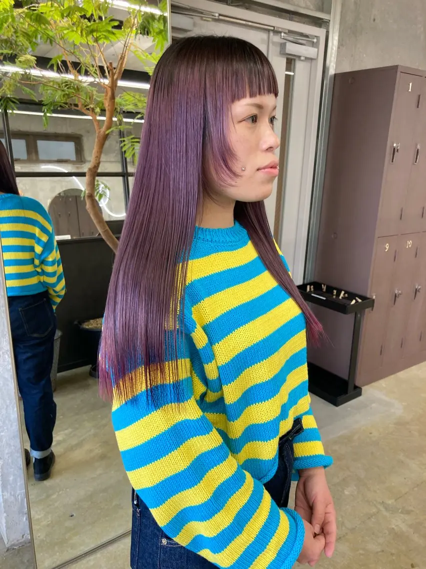 ロング カラー ブリーチ ラベンダーカラー ラベンダーピンク ピンクカラー レイヤーカット 小木曽智美 /ボブ/ショートのヘアスタイル