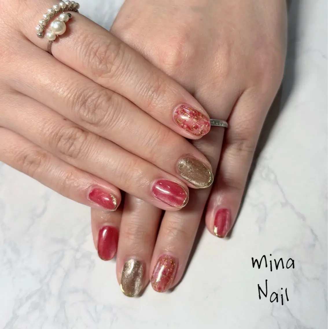 ネイル マグネットネイル ツイードネイル mina Nailのネイルデザイン