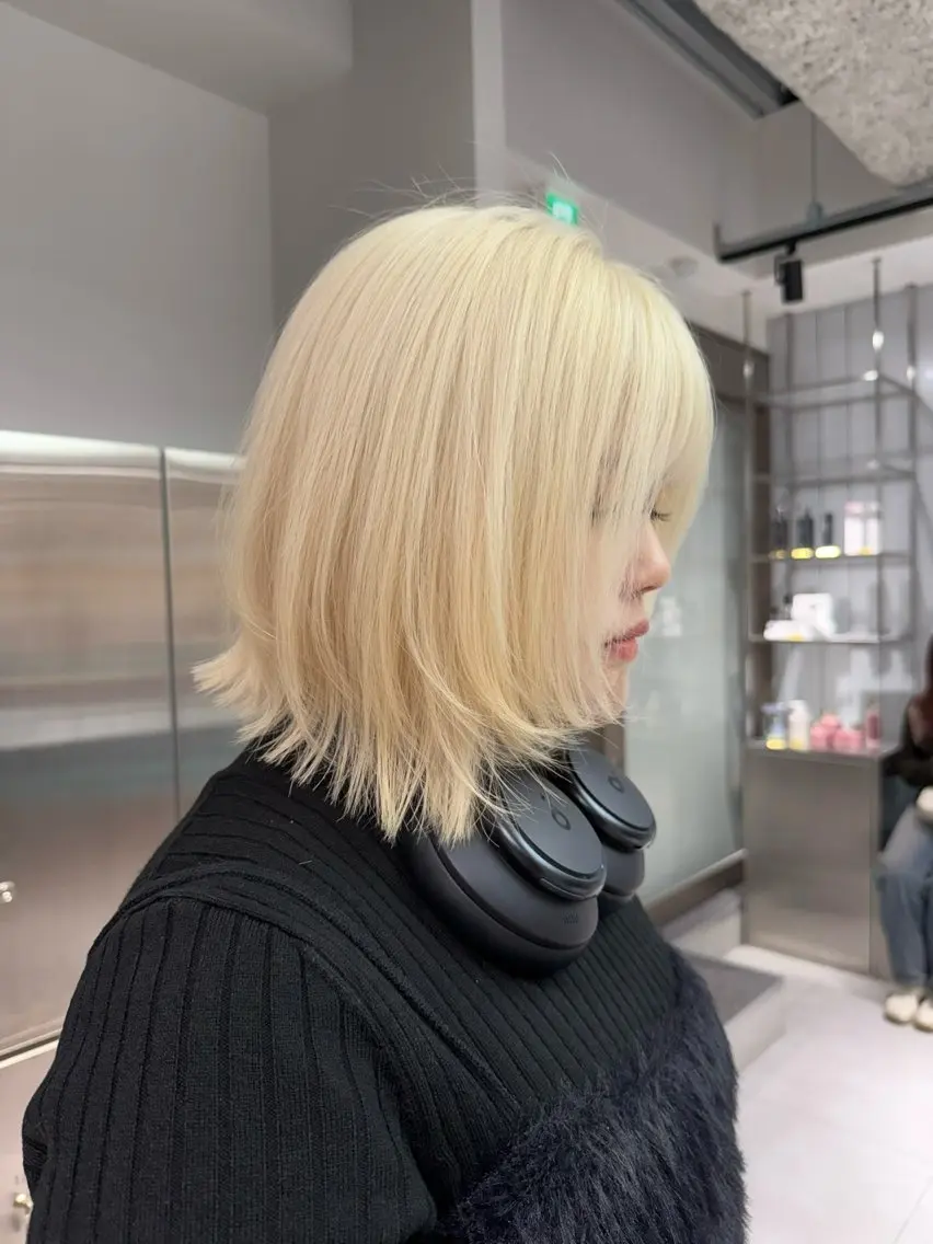 ミディアム ボブレイヤー ボブ レイヤーカット ヘアカラー トリートメント ハルナ / 韓国ヘア♪のヘアスタイル