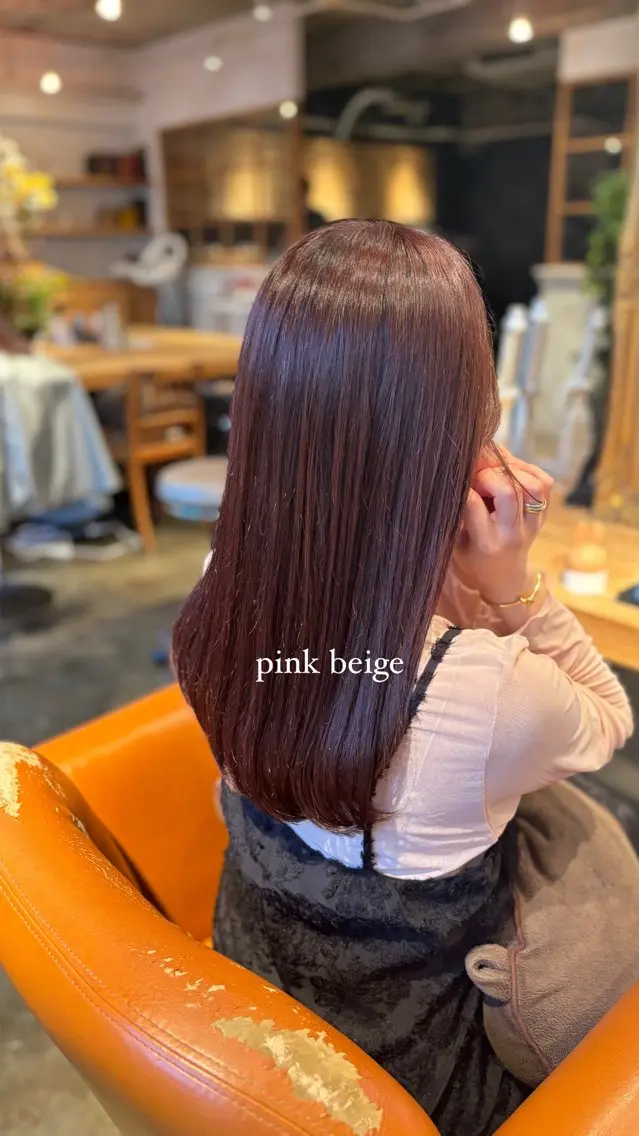 ロング カラー ベージュカラー ピンクカラー ピンクベージュ 髪質改善 カット ヘアカラー トリートメント 髪質改善カラー ベージュ🤎YUMEのヘアスタイル