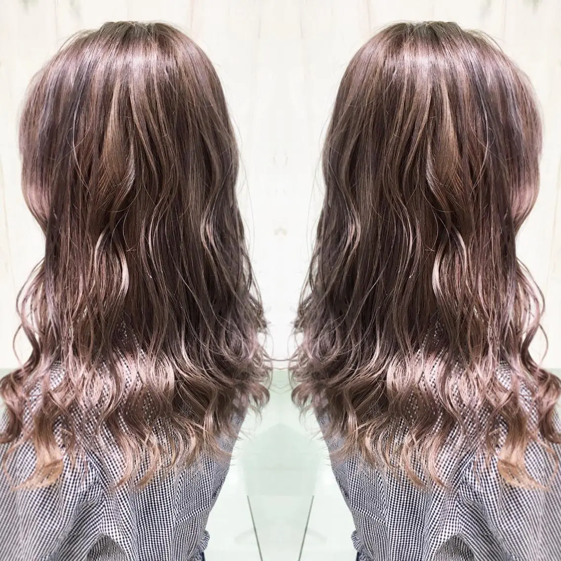 セミロング カラー バレイヤージュ グレージュ レイヤーカット カット ヘアカラー ブリーチ/バレイヤ ージュ川端裕司のヘアスタイル