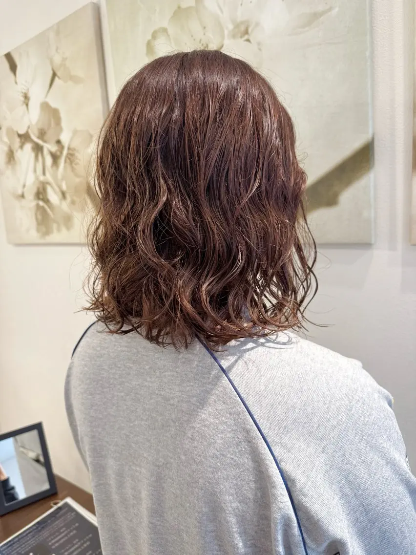 ミディアム パーマ ミディアムパーマ 中農 有梨恵のヘアスタイル