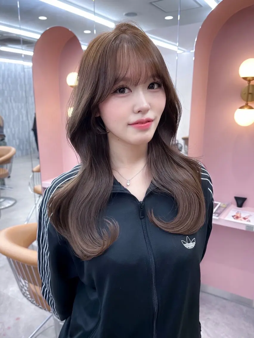 ロング カラー カット ヘアカラー トリートメント レイヤー🇰🇷小顔 見せ顔周り💕トモミのヘアスタイル