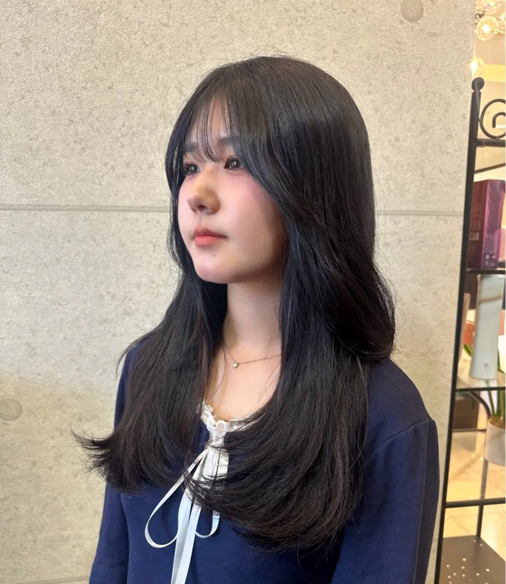 ロング 顔周りカット カットパーマモデル様 募集中🎀hanaのヘアスタイル
