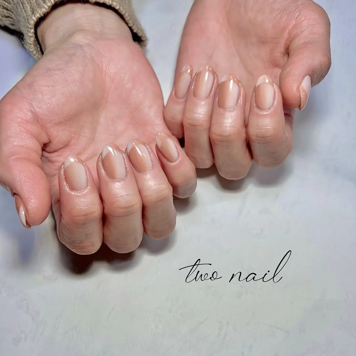 ネイル アートネイル ブラウン フットネイル ハート ニュアンスネイル two nailのネイルデザイン