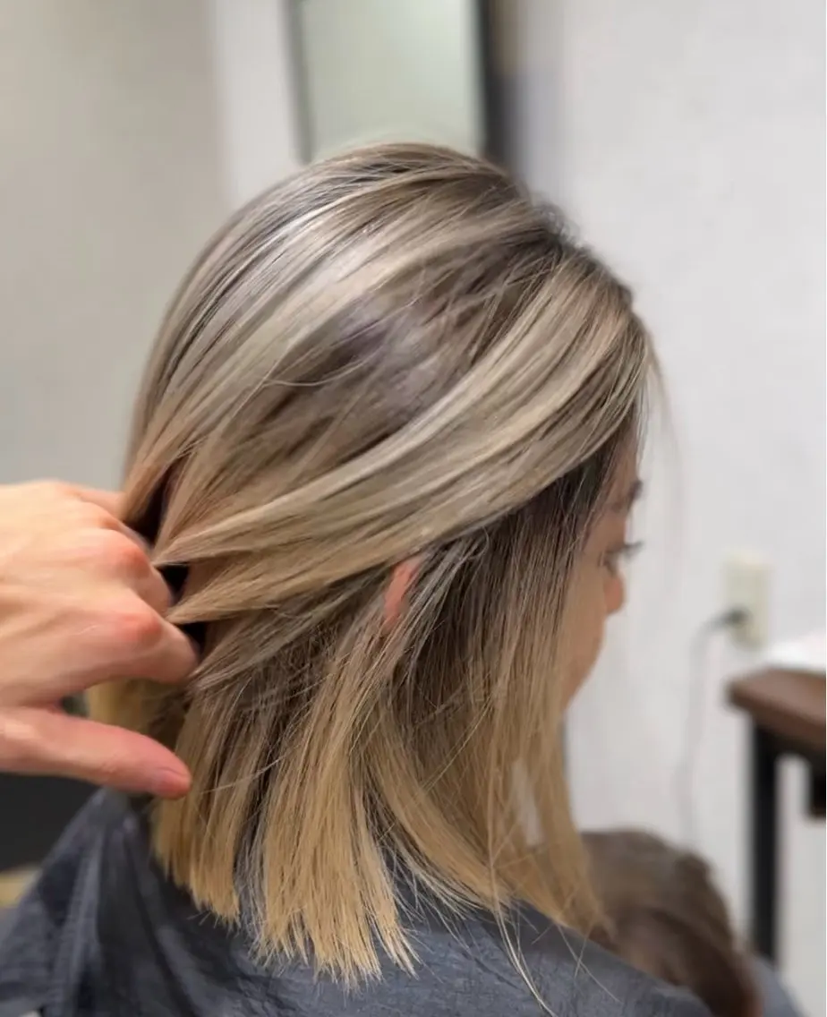 ミディアム カラー バレイヤージュ ボブ レイヤーカット 海外レイヤー/ボブ 海外Style優志のヘアスタイル