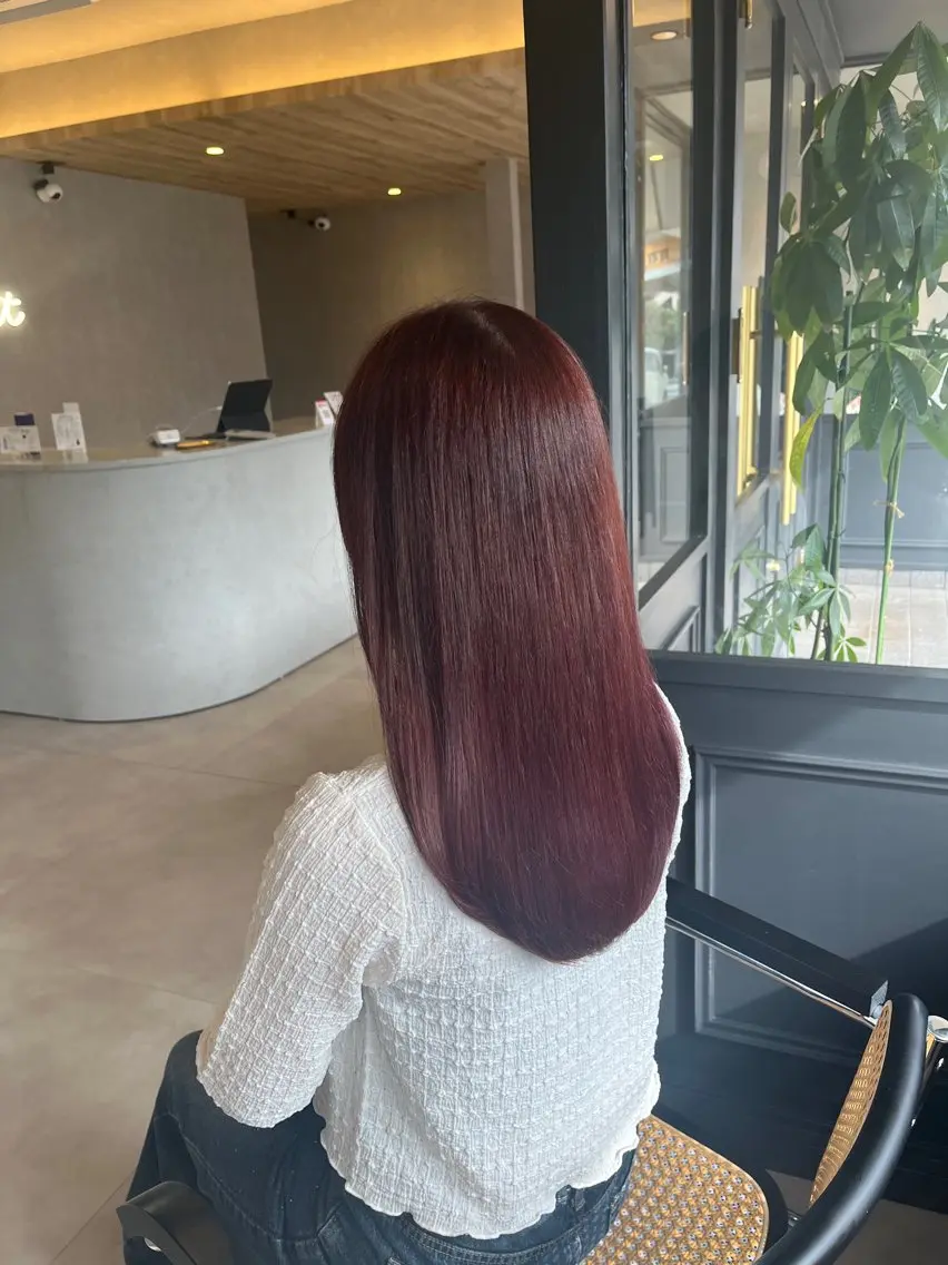 セミロング カラー カシス レッドカラー カット ヘアカラー トリートメント 透明感カラー🪽/ 個室スパ🫧/はるかのヘアスタイル