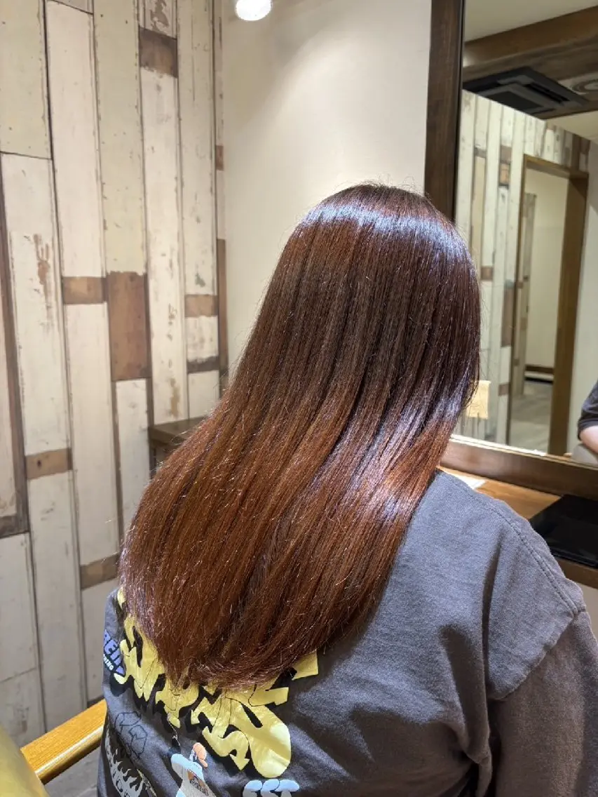 ロング オレンジブラウン トリートメント カット ヘアカラー トリートメント 松江 幸世のヘアスタイル