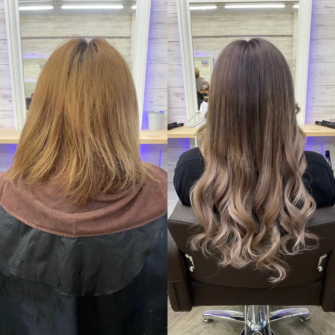 ロング カラー ヘアアレンジ アイブロウ ショートボブ 編み込みエクステ シールエクステ バレイヤージュ ベージュカラー FAAM Tsuneのヘアスタイル