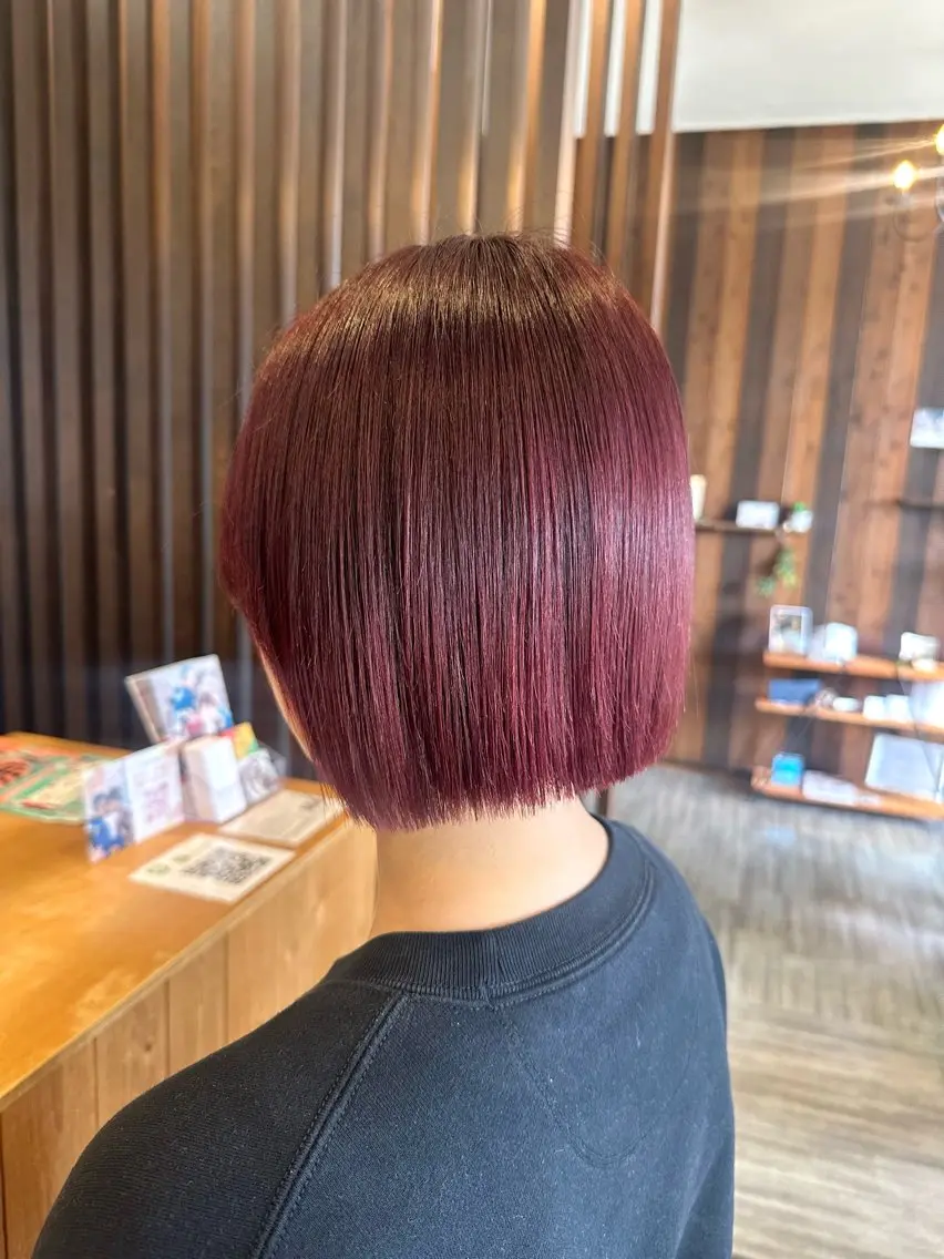 ショート カラー ボルドーカラー ボブ BRANCHÉ小牧/ 西尾 美月のヘアスタイル