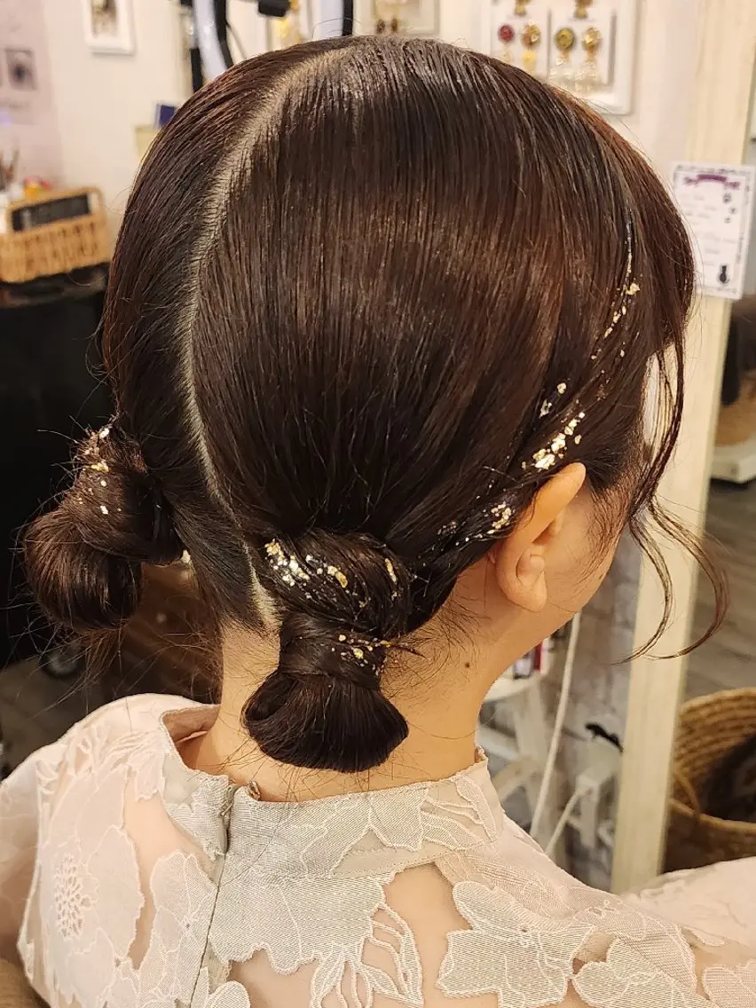 ミディアム ヘアアレンジ お団子ヘア ESTELA... OHARA のヘアスタイル