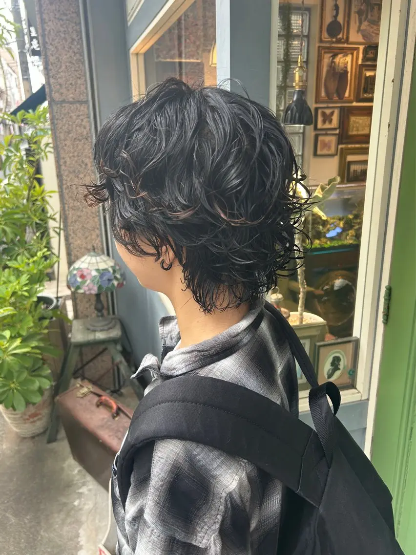 ショート パーマ カット パーマ トリートメント 清水千優/パーマ/ メンズパーマのヘアスタイル