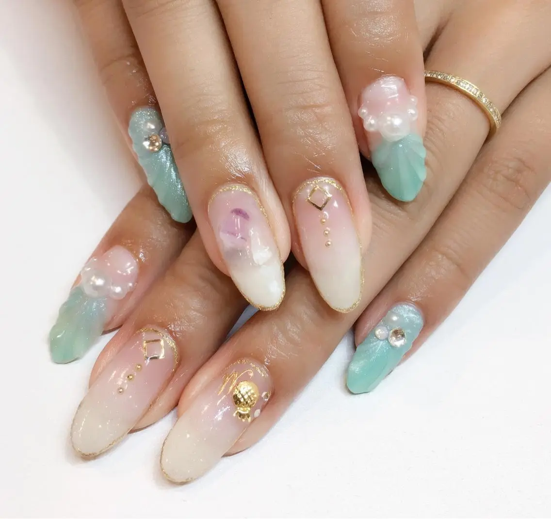 ネイル ジェルネイル グリーン nail salon Soeurのネイルデザイン