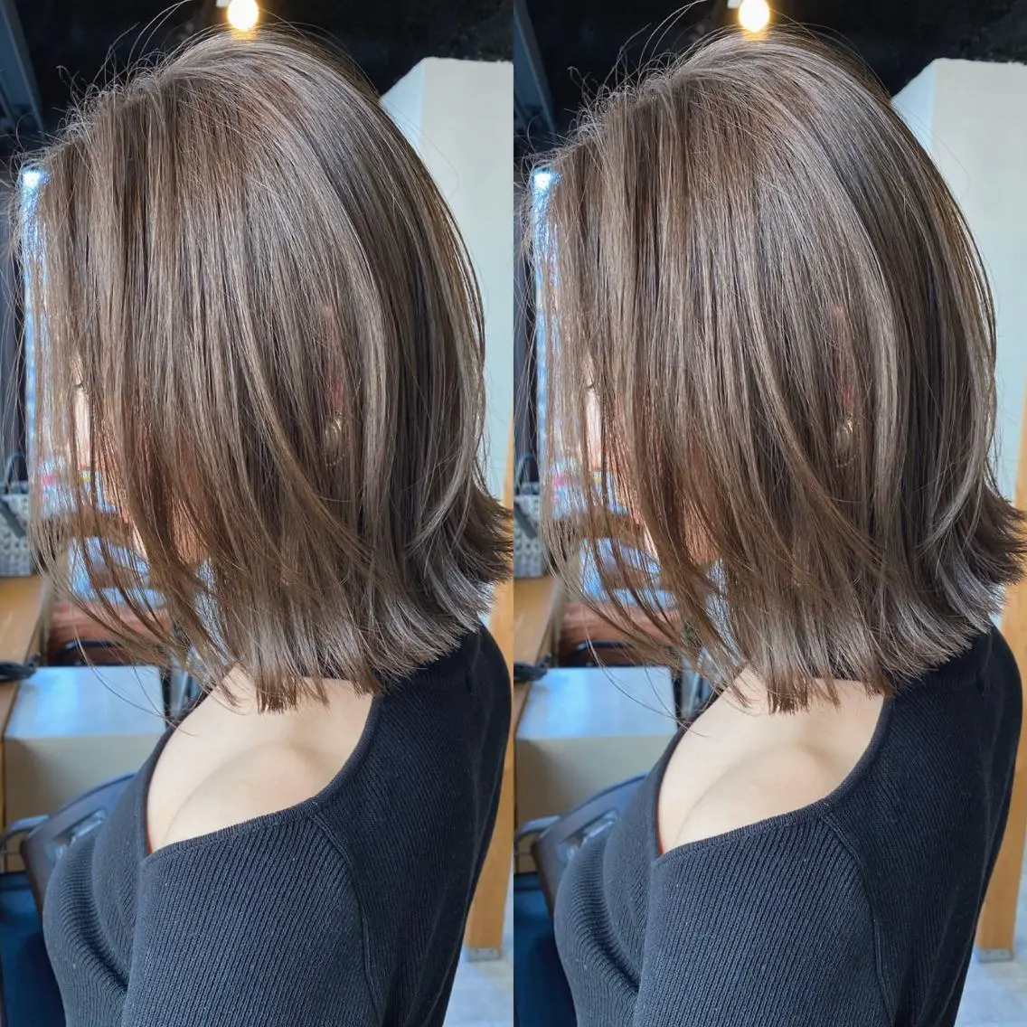 ミディアム カラー ヘアアレンジ ヘアカラー ハイライト、レイヤー カット/西梅田/中西のヘアスタイル