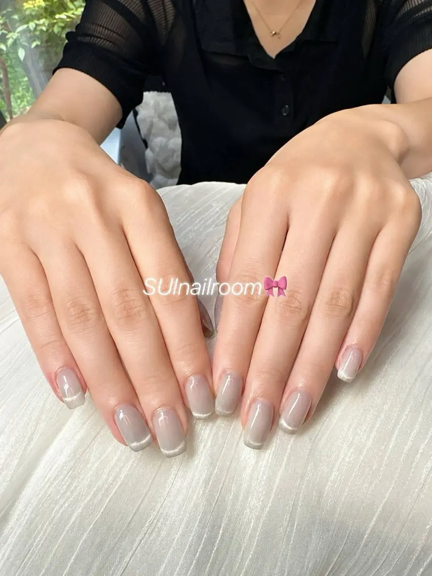 ネイル フレンチネイル マグネットネイル マグネットフレンチ ハンドネイル 自宅SUI Nail Roomのネイルデザイン