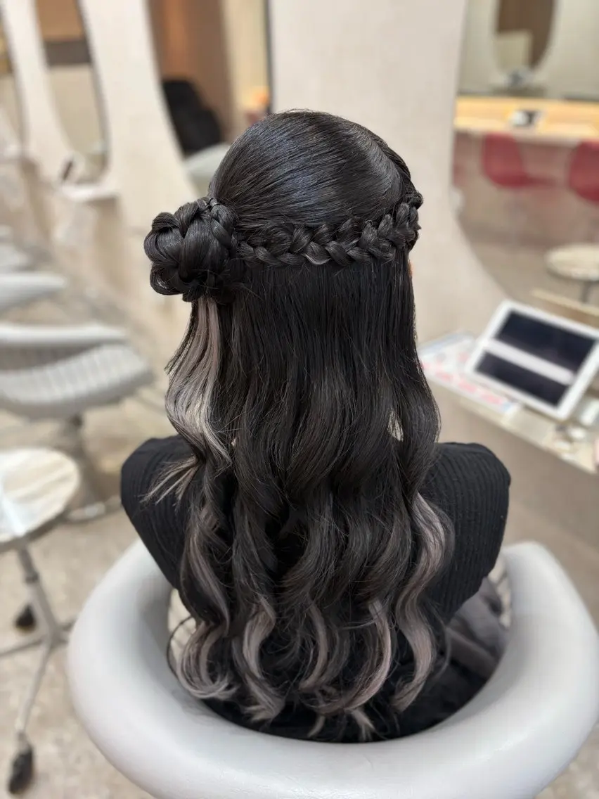 ヘアアレンジ ハーフアップ 新宿/韓国ヘア 中明度カラー/かやのヘアスタイル
