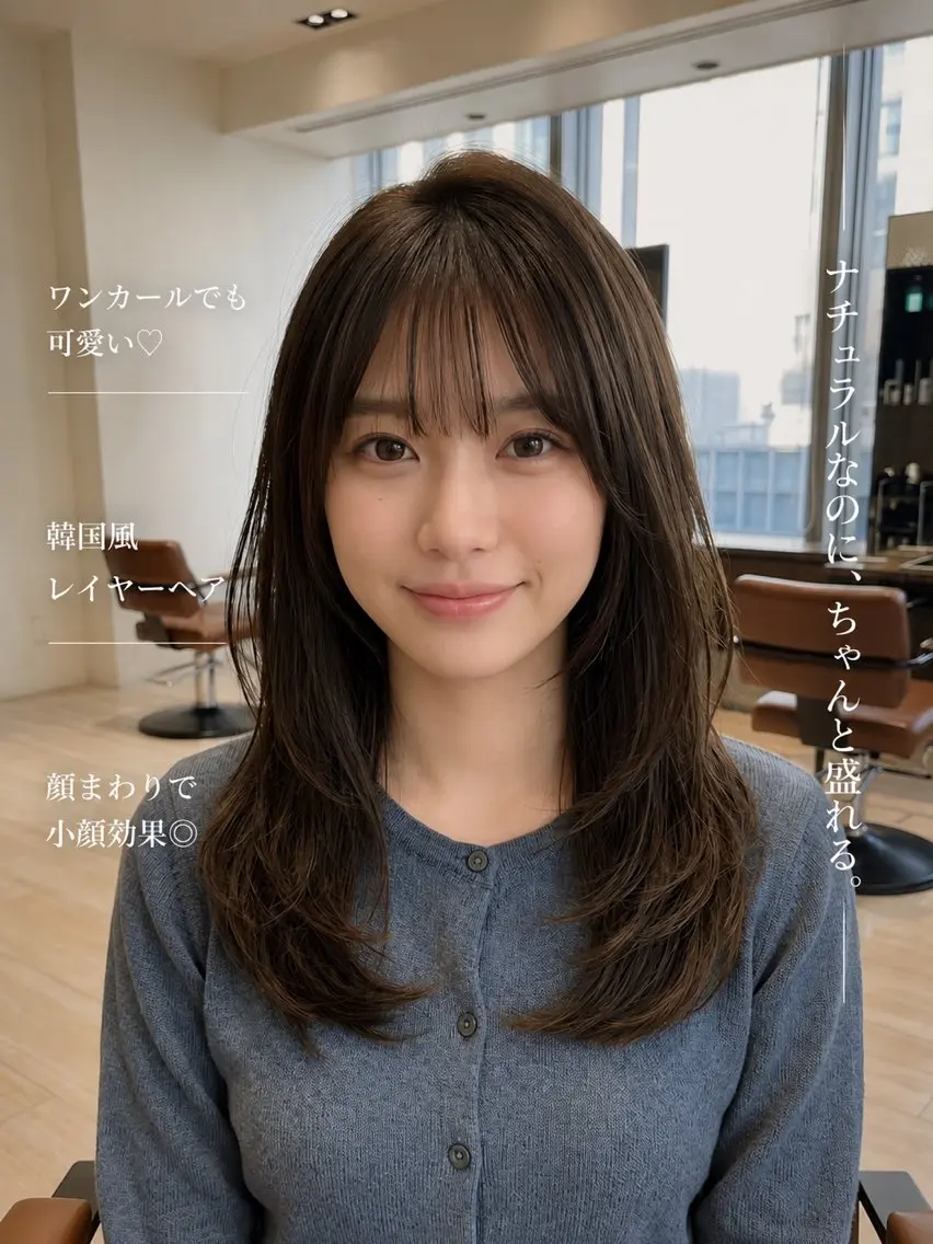 【ご新規様限定✨】小顔に見える韓国レイヤーカット＋サロンオリジナルトリートメント🫧の写真