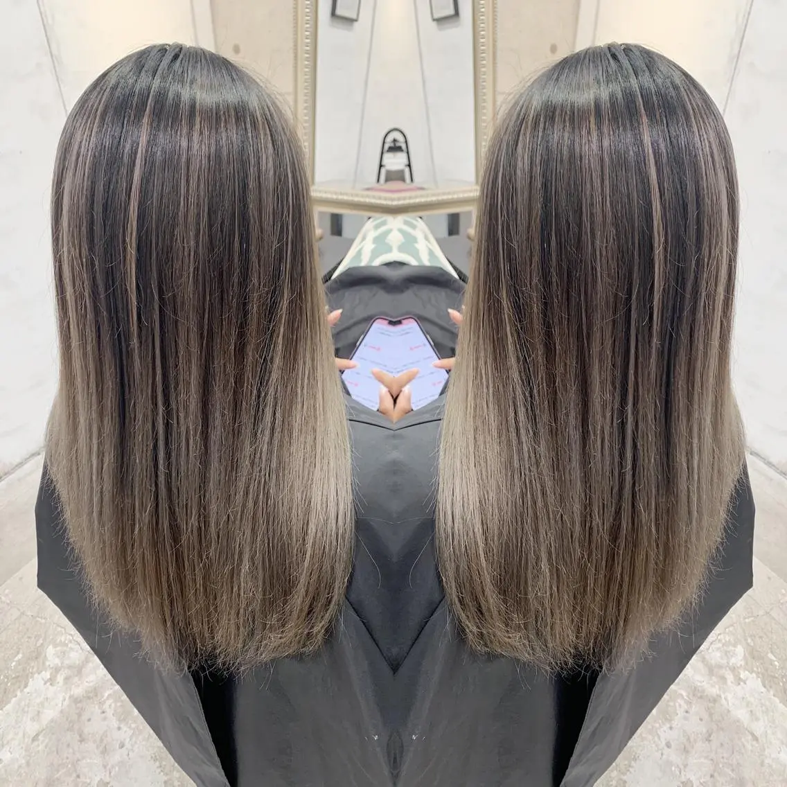 セミロング カラー ヘアアレンジ バレイヤージュ レイヤーカット ヘアカラー トリートメント 縮毛矯正 髪質改善寺坂雄飛💐のヘアスタイル
