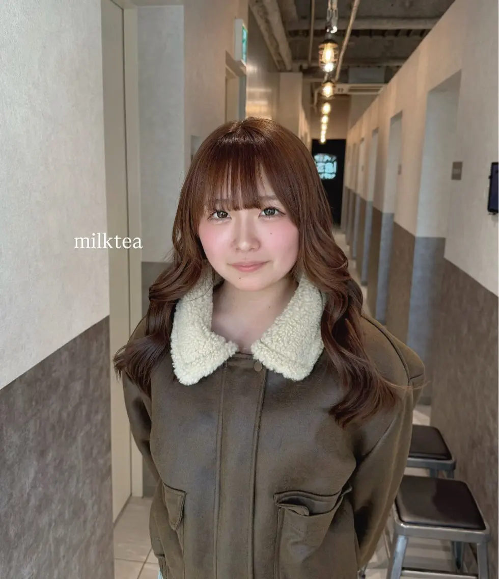 ロング カラー ブリーチ ブラウンカラー ブリーチなしカラー ヘアカラー ブリーチカラー/ ベージュ/SARAのヘアスタイル