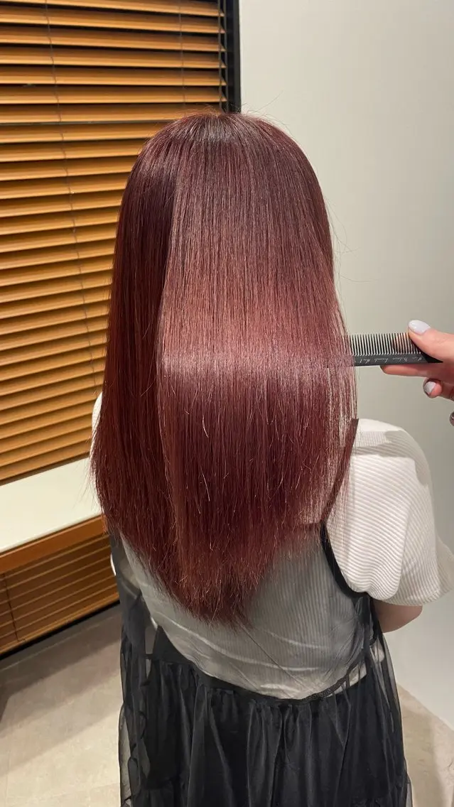ロング カラー メンズ メンズブリーチ ブリーチ ボルドーカラー 新宿/レイヤー/ 透明感カラーしょうごのヘアスタイル