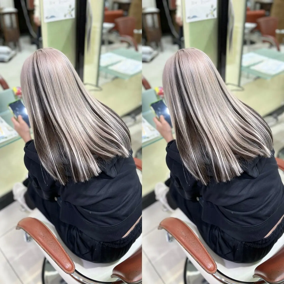 ロング ヘアカラー トリートメント Y Uのヘアスタイル