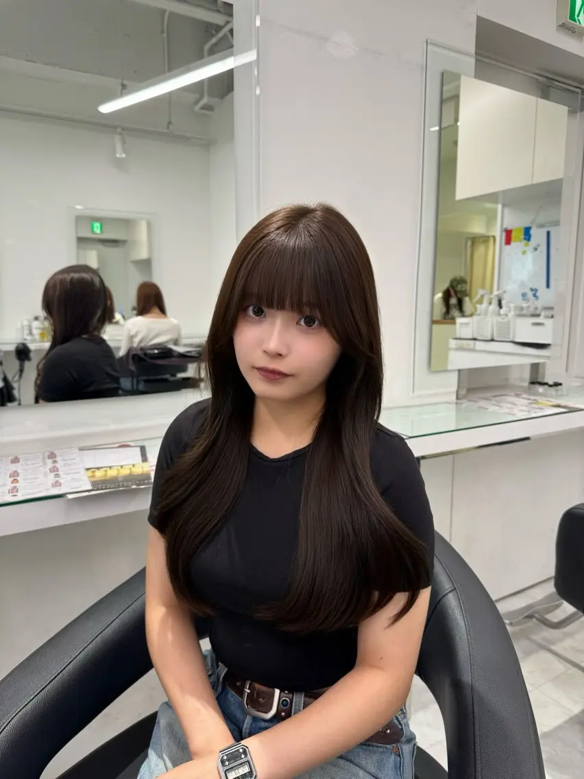 ロング カット ヘアカラー ヘアセット 韓国ハッシュカット カラー🤍しゅうじのヘアスタイル