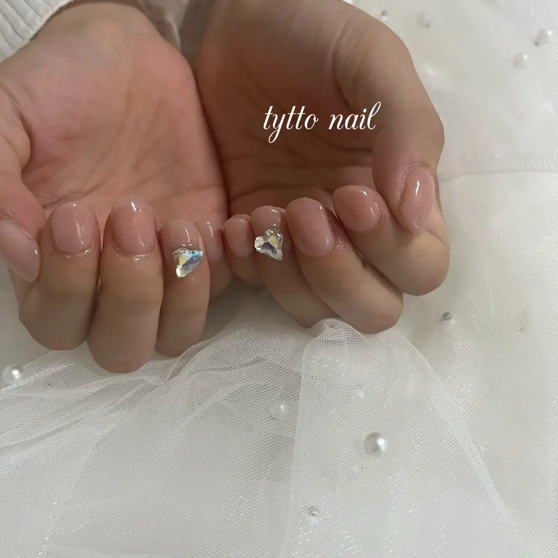 ネイル ハート キラキラネイル 韓国ネイル オフィスネイル ワンカラーネイル ハンドネイル tytto nail ❤︎‪‪eri‪‪のネイルデザイン