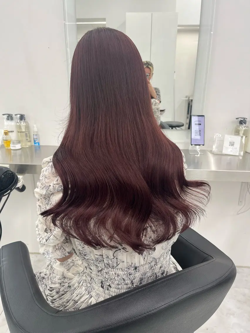 ロング カット ヘアカラー トリートメント ヘアセット 🍒韓国暖色ヘア NO.1🍒🪽のヘアスタイル